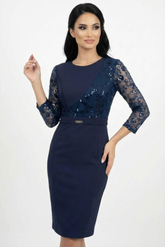 Вечерна рокля “Синя магия” с бродирана дантела арт.1485