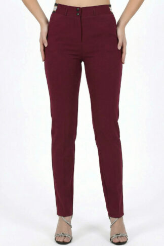 Бордо втален панталон с висока талия и ластичен детайл Smart Casual арт.1490