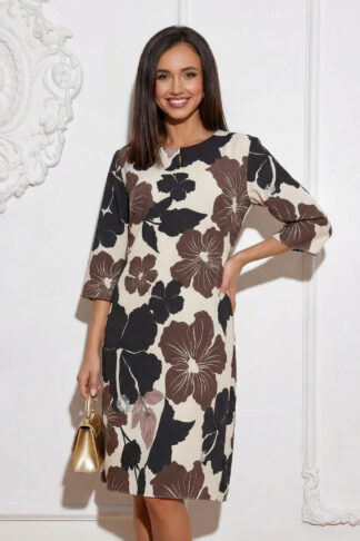 Елегантна права рокля "Geo Chic" с флорален принт арт.1775-1