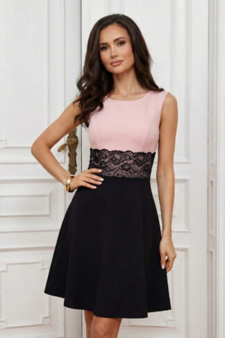 Рокля “Powder Grace” – двуцветна рокля полуклош с дантела арт. арт.1027-1