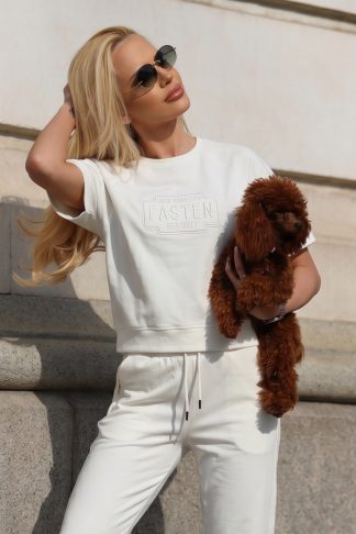 Комплект “NYC Faster” – бял спортно‑елегантен комплект от две части арт.5081