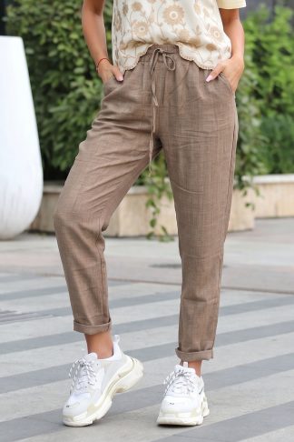 Панталон “Linen Comfort” – ленен панталон с ластик и връзки арт.8022