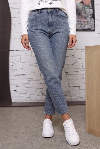 Дънки “Crystal Line Denim” – светъл деним с камъчета арт.8037