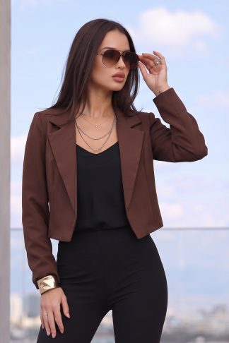 Сако “Chocolate Chic Cropped” – късо кафяво елегантно сако арт.7002