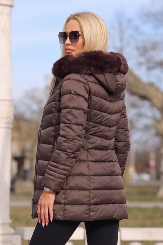 Яке “Chocolate Winter Comfort” – ватирано зимно яке с пухена качулка арт.9043